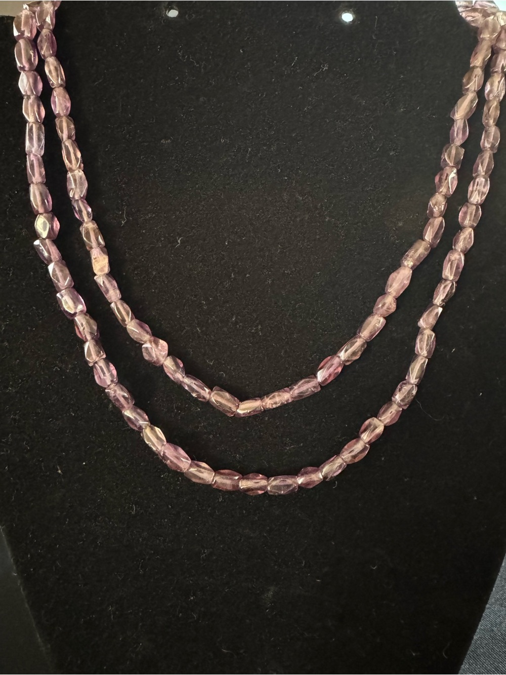 Vintage 32” Lavender Jadeite Beaded Necklace